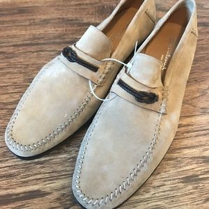 Santoni Franco Mens Suede Loafers in Sand Size 11
